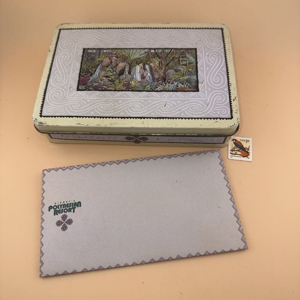 DISNEY WORLD Vintage 1989 Polynesian Resort Tin 1-Color Envelope RARE